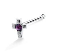 Stone Cross Silver Bone Nose Stud NSKD-17
